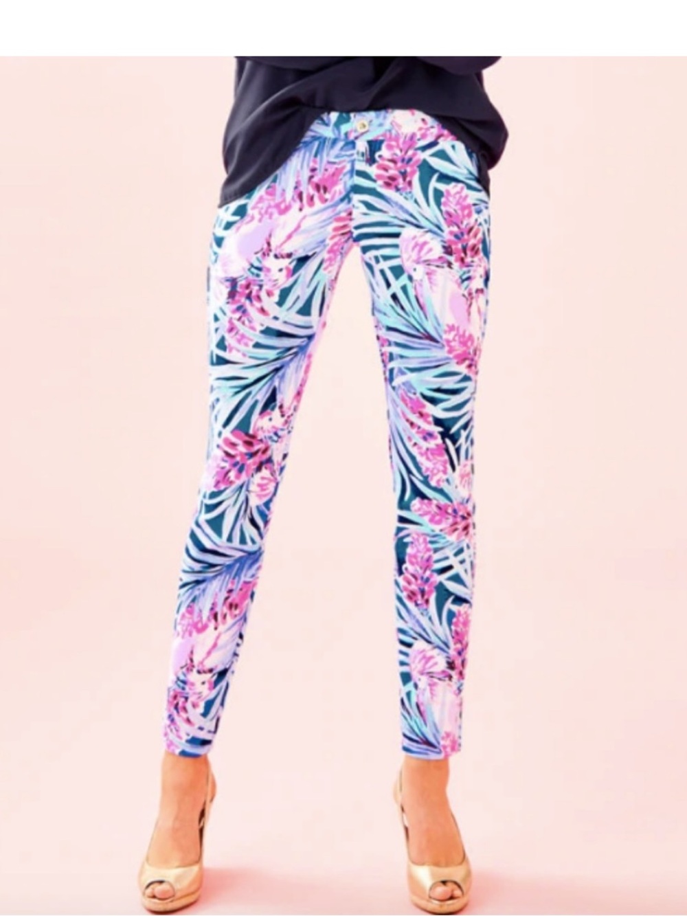 Lilly Pulitzer Kelly Knit Skinny Ankle Pant Size 4 summer Colorful Preppy
